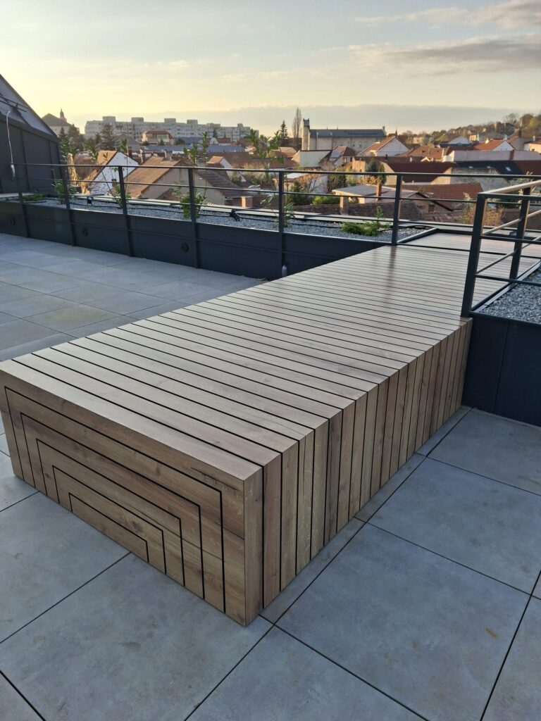 Bancă modulară în L pentru rooftop